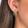 ZINZI gold plated zilveren ovale oorstekers 20mm bezet met witte zirconia's ZIO2329