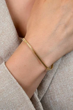 ZINZI gold plated zilveren platte slangen-armband 2,5mm breed ZIA2401G