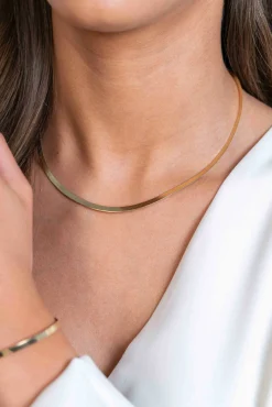 ZINZI gold plated zilveren platte slangen-ketting 45cm 3,5mm breed ZIC2292G