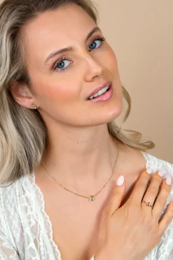 ZINZI gold plated zilveren ring met een speelse combinatie van bruine, groene en witte kleurstenen in verschillende slijpvormen ZIR2867