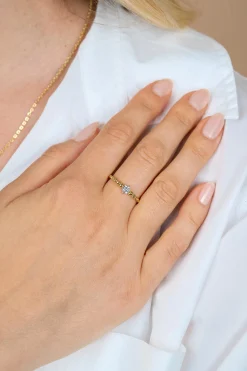 ZINZI goldplated zilveren ring met bolletjes motief en ronde witte zirkonia ZIR2816