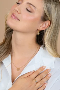 ZINZI goldplated zilveren ring met bolletjes motief en ronde witte zirkonia ZIR2816