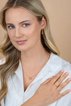 ZINZI goldplated zilveren ring met bolletjes motief en ronde witte zirkonia ZIR2816
