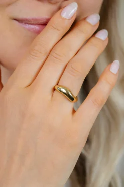 ZINZI gold plated zilveren ring organisch gevormd 6mm breed ZIR2609G