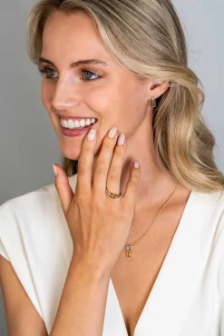 ZINZI gold plated zilveren ring rechthoek met in scheen bezet met witte zirconia's ZIR2297