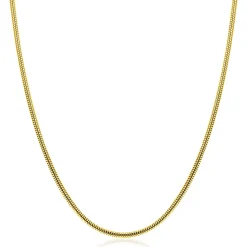 ZINZI gold plated zilveren ronde slangen ketting (2mm breed) 42-45cm ZIC2849G