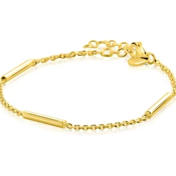 ZINZI goldplated zilveren schakelarmband met drie gladde ronde staafjes ZIA2800G