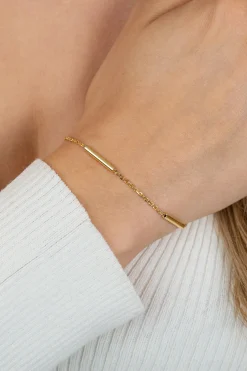 ZINZI goldplated zilveren schakelarmband met drie gladde ronde staafjes ZIA2800G