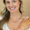 ZINZI gold plated zilveren schakelarmband met bicolor rechthoekige schakels (6,5mm breed) ZIA2757