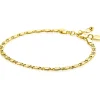 ZINZI gold plated zilveren scroll schakel armband (3mm breed) waarbij de schakels een dubbele krul/kronkeling maken 17-20cm ZIA2712G