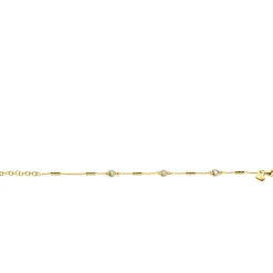 ZINZI gold plated zilveren schakelarmband met trio-bolletjes en drie hartvormige zirkonia's 17-20cm ZIA2679