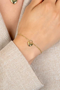 ZINZI gold plated zilveren schakelarmband met hartvormige slot hanger 17-20cm ZIA2673G