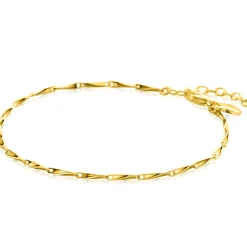 ZINZI gold plated zilveren schakel armband met glinsterende pijlvormige schakels 1,5mm breed 17,5-20cm ZIA2414G