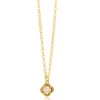 ZINZI gold plated zilveren schakelketting met een lichtbruine klaver in het midden 40-45cm ZIC2905C