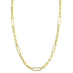 ZINZI gold plated zilveren schakelketting met vijf lange ovale schakels 5,5mm breed 43-47cm ZIC2711G