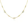 ZINZI gold plated zilveren schakelketting met trio-bolletjes en drie hartvormige witte zirkonia's 40-45cm ZIC2679
