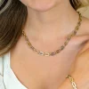 ZINZI gold plated zilveren schakelketting 42-45cm met bicolor rechthoekige schakels (6,5mm breed) ZIC2757