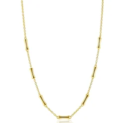 ZINZI gold plated zilveren schakel ketting met zeven gladde bamboe vormen 40-45m ZIC2577G