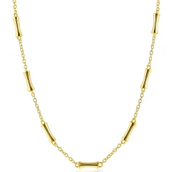 ZINZI gold plated zilveren schakel ketting met zeven gladde bamboe vormen 40-45m ZIC2577G