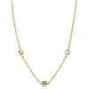ZINZI gold plated zilveren schakelketting met ronde en vierkante zettingen pastel en paars 42-45cm ZIC2525G