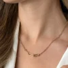 ZINZI gold plated zilveren schakelketting paperclip en 3 grotere ovale schakels 40-45cm ZIC2522