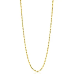 ZINZI gold plated zilveren scroll schakelketting, waarbij de schakels een dubbele krul/kronkeling maken 42-45cm ZIC2479G