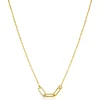 ZINZI gold plated zilveren schakel ketting 45cm met drie paperclip schakels, glad bewerkt witte zirconia's ZIC2330Y