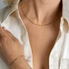 ZINZI gold plated zilveren slangen-armband met vierkant geslepen schakels en 15 verfijnde glanzende bolletjes 17-20cm ZIA2471G