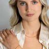 ZINZI gold plated zilveren slangen-ketting met vierkant geslepen schakels en 40 verfijnde glanzende bolletjes (2,5mm breed) 43-45cm ZIC2471G