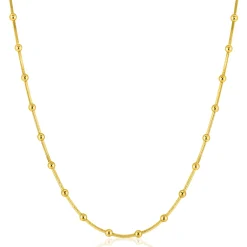 ZINZI gold plated zilveren slangen-ketting met vierkant geslepen schakels en 40 verfijnde glanzende bolletjes (2,5mm breed) 43-45cm ZIC2471G