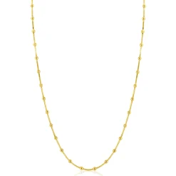 ZINZI gold plated zilveren slangen-ketting met vierkant geslepen schakels en 40 verfijnde glanzende bolletjes (2,5mm breed) 43-45cm ZIC2471G