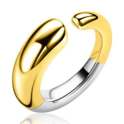 ZINZI goldplated zilveren statementring met een bolle aflopende vorm ZIR2788G