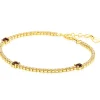ZINZI gold plated zilveren tennisarmband 2,1mm breed bezet met champagnekleurige zirkonia’s in verfijnde rijzetting, afgewisseld met drie grotere donkerbruine kleurstenen (4,3mm) in chatonzetting ZIA2894C