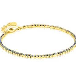 ZINZI gold plated zilveren tennis armband 2,1mm breed met rijzetting saffierblauwe kleurstenen ZIA2892B