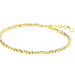 ZINZI gold plated zilveren tennis armband 2,1mm breed met rijzetting witte zirconia's ZIA2892