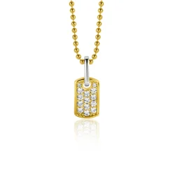 ZINZI gold plated zilveren vierkant plaatje als hanger 15mm vol bezet met witte zirconia's ZIH2299 (zonder collier)