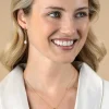 ZINZI gold plated zilveren Y-ketting met open rondje en bungelend witte zoetwaterparel in organische vorm 42-45cm ZIC2615