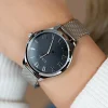 ZINZI horloge JULIA 34mm zwarte wijzerplaat romeinse cijfers stalen kast en meshband ZIW1101M