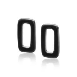 ZINZI oorbedels rechthoek 16mm zwart onyx ZICH2227 (zonder oorringen)