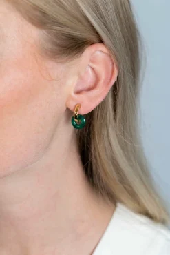 ZINZI oorbedels rond 12mm groen agaat ZICH2274G (zonder oorringen)