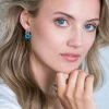 ZINZI oorbedels rond 12mm met turquoise howliet edelsteen ZICH2274T (zonder oorringen)