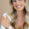 ZINZI Retro horloge witte wijzerplaat en geelgoudkleurige stalen kast stalen mesh band geelgoudkleurig 38mm extra dun ZIW407M