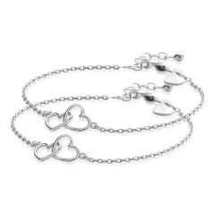 ZINZI set van 2 zilveren armbanden met 2 verbonden hartjes 17,5-19,5cm ZIA2513-SET