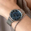 ZINZI Twenty horloge met oceaan blauwe wijzerplaat, stalen kast 34mm en stalen meshband ZIW2053