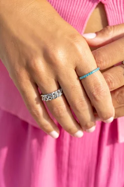 ZINZI zilveren aanschuifring turquoise ZIR827T