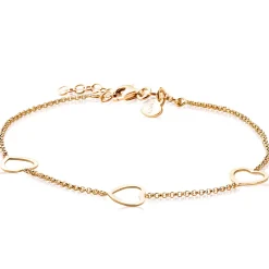 ZINZI zilveren armband geel verguld hart 17-20cm ZIA1188G