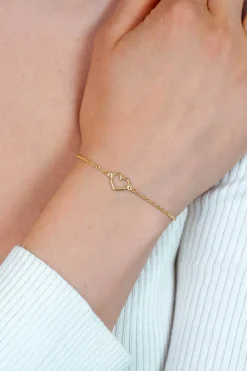 ZINZI zilveren armband geel verguld met open hartje ZIA1420G