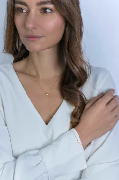 ZINZI zilveren armband 14K geel verguld rond wit ZIA1393Y