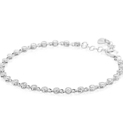 ZINZI zilveren armband met een speelse rij witte zirkonia’s in ronde zetting 3mm breed ZIA2893