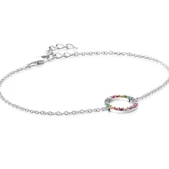 ZINZI zilveren armband met open rondje 12mm bezet regenboog 17-20cm ZIA2170Z